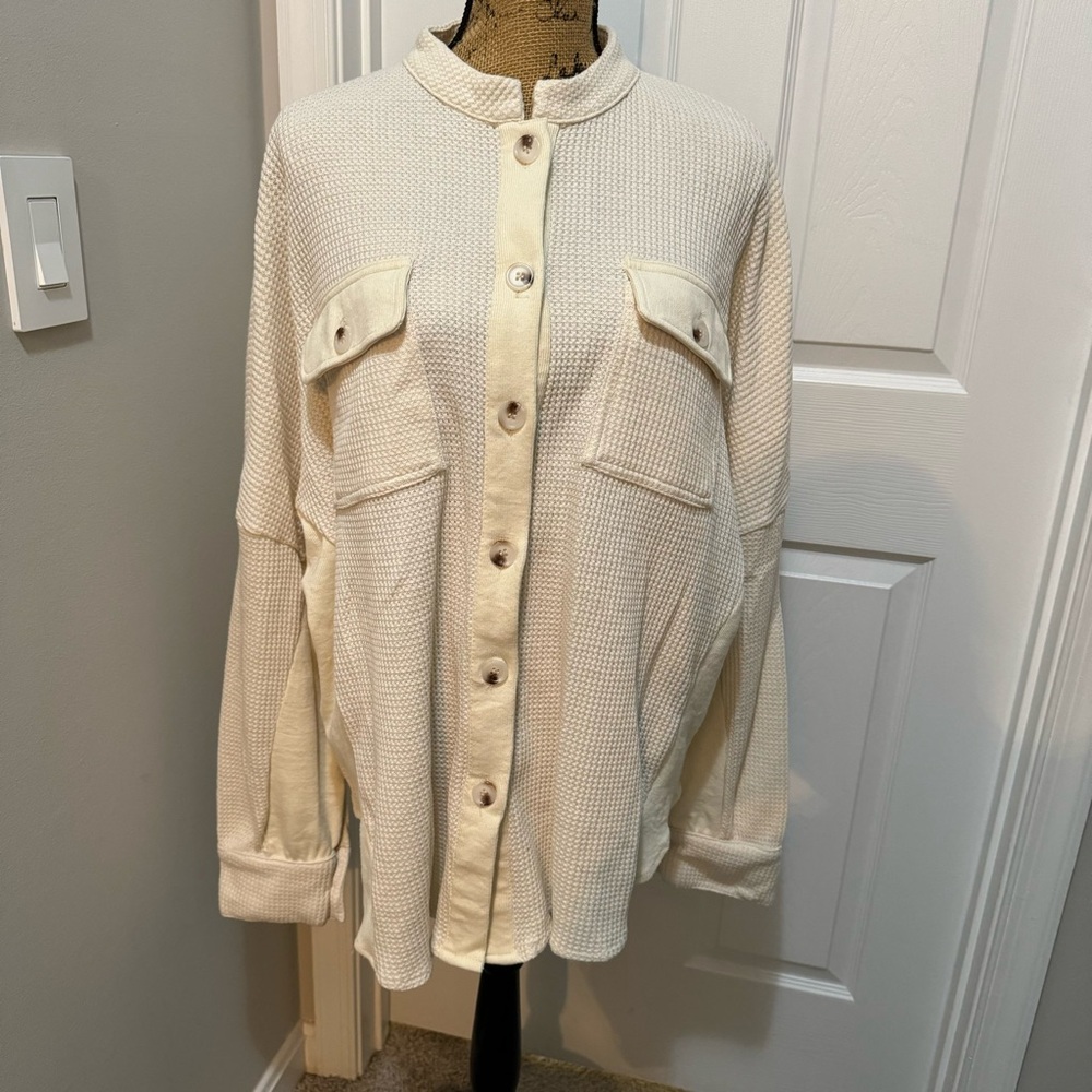 Waffle Knit Textured Shacket - Picture 2 of 12